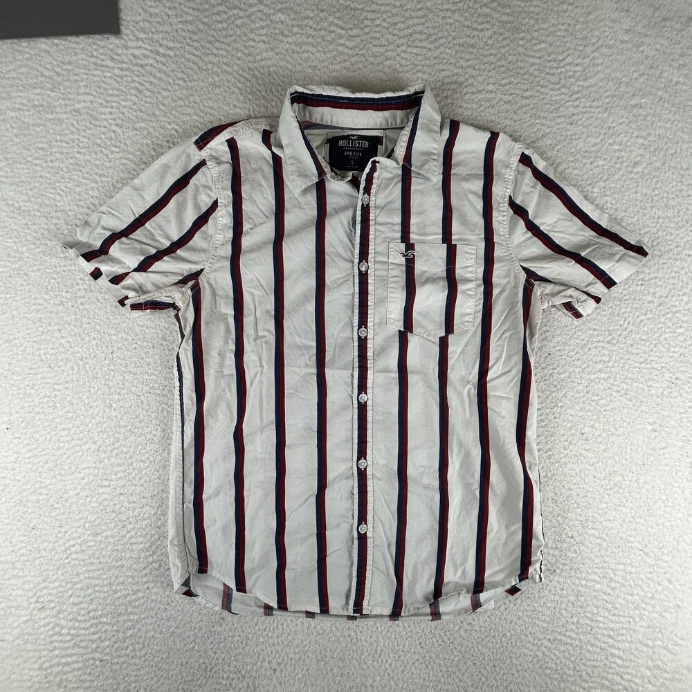 Hollister Shirt Mens Small Lot of 2 Striped Button Up Short Sleeve Epic Flex
